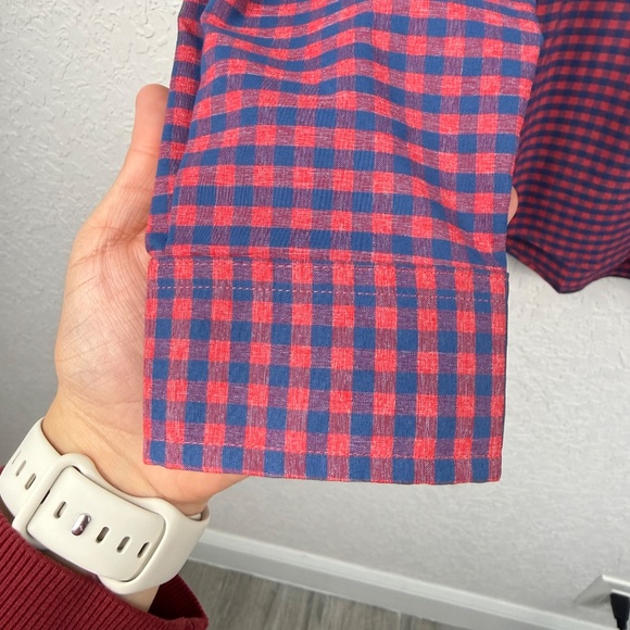 Vineyard Vines Mens Red Navy Cotton Gingham Check Button Down Shirt XL - Picture 8 of 10